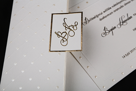 Faire part luxe blanc doree