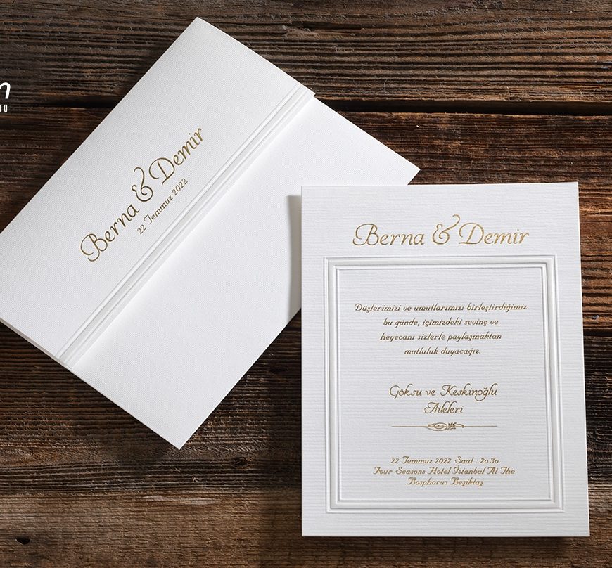 Faire-part mariage blanc cartone rigide simple