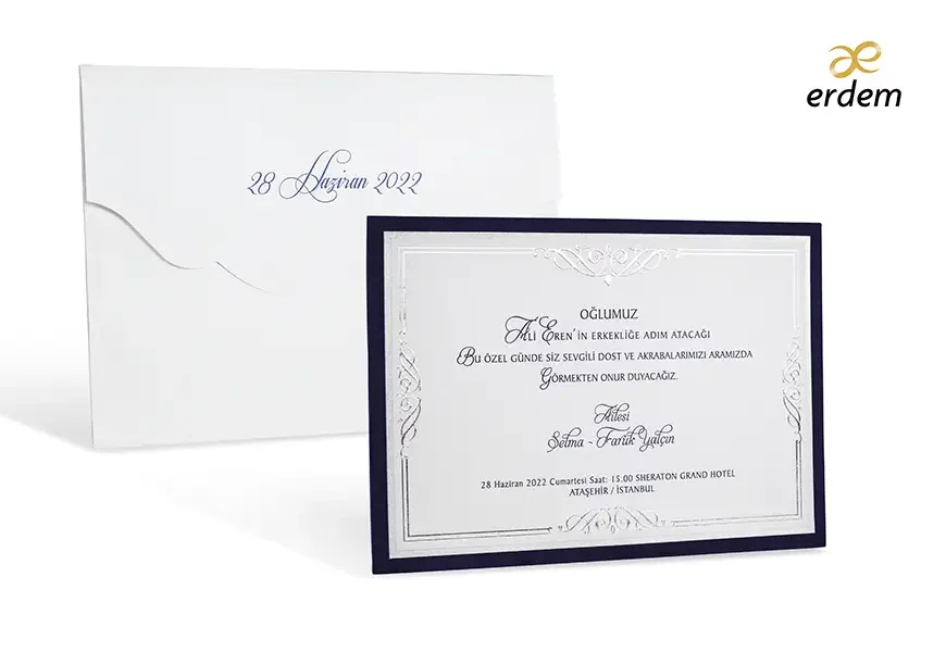 Faire part mariage bleu contour en velours