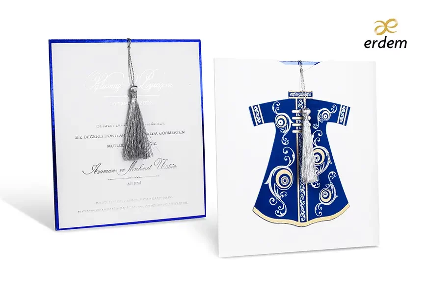 Faire part baptême-circoncision rigide avec pompon