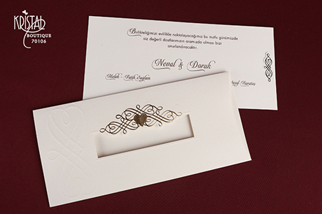 Faire part mariage doré en long en pochette