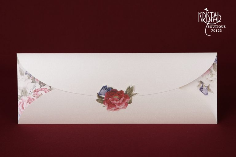 Faire part fleuri ivoire avec enveloppe dépliante