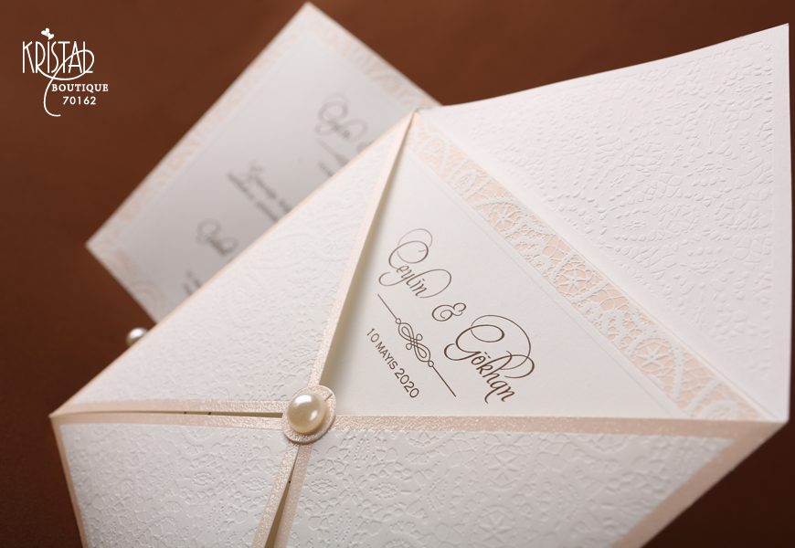 Faire part saumon blanc pliable