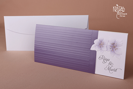 Faire part mariage parme fleuri avec enveloppe