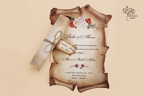 Faire part mariage parchemin avec cordelette