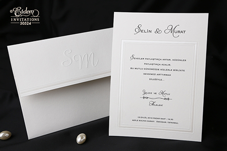 Faire-part mariage blanc cartone rigide simple