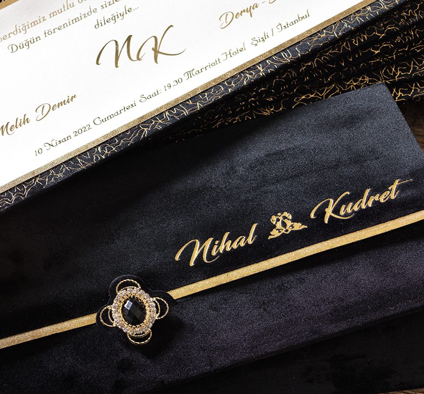 Faire part mariage luxe en velours noir