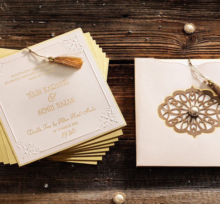 Faire part mariage rose poudrée rigide