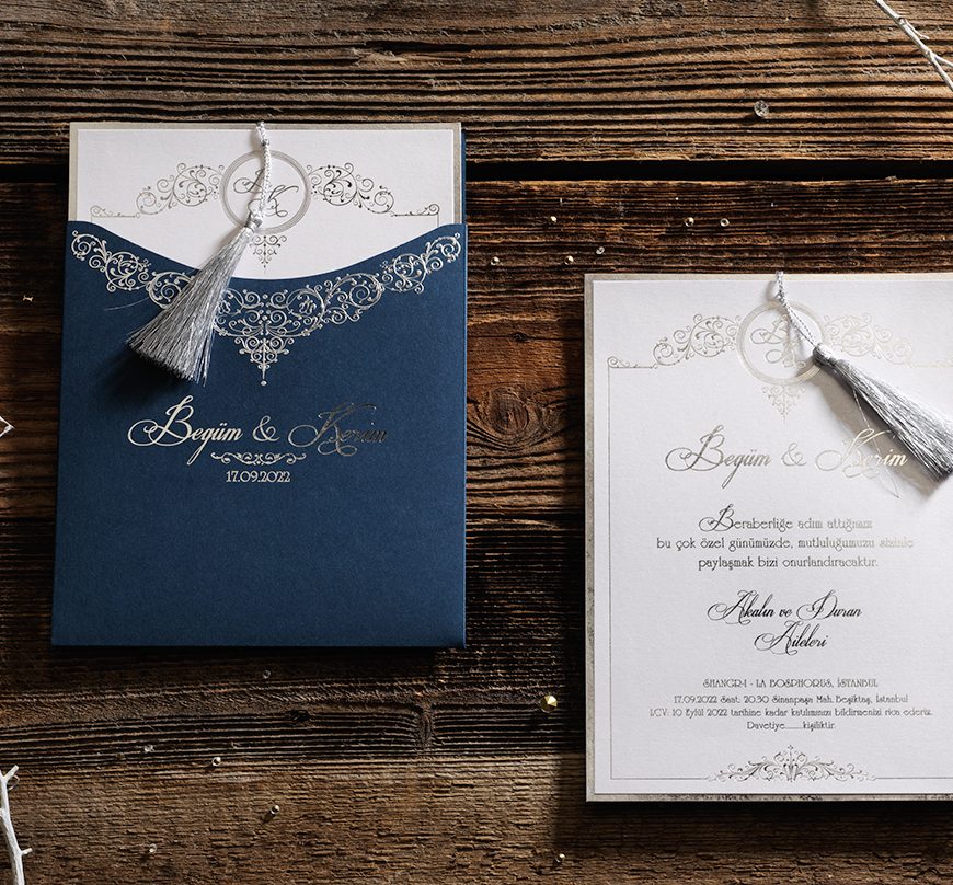 Faire part mariage et naissance bleu et argenté