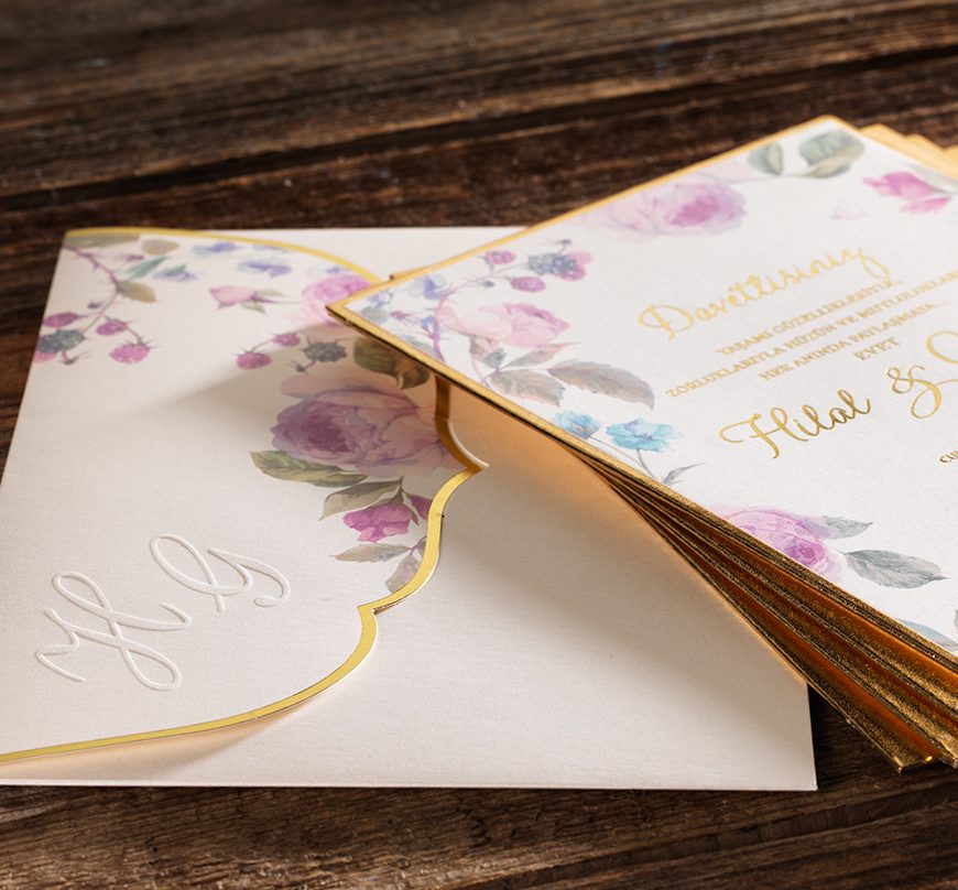 Faire part mariage champêtre de luxe fleuri