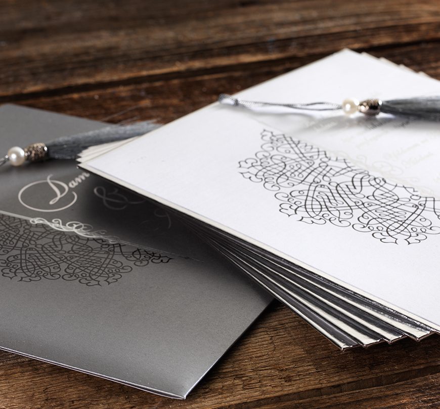 Faire part de luxe argenté en plaque pour mariage 