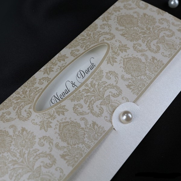 Faire part mariage pas cher simple avec perle