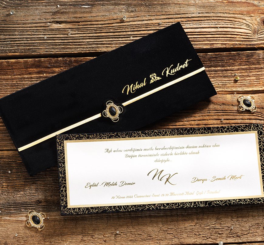 Faire part mariage luxe en velours noir