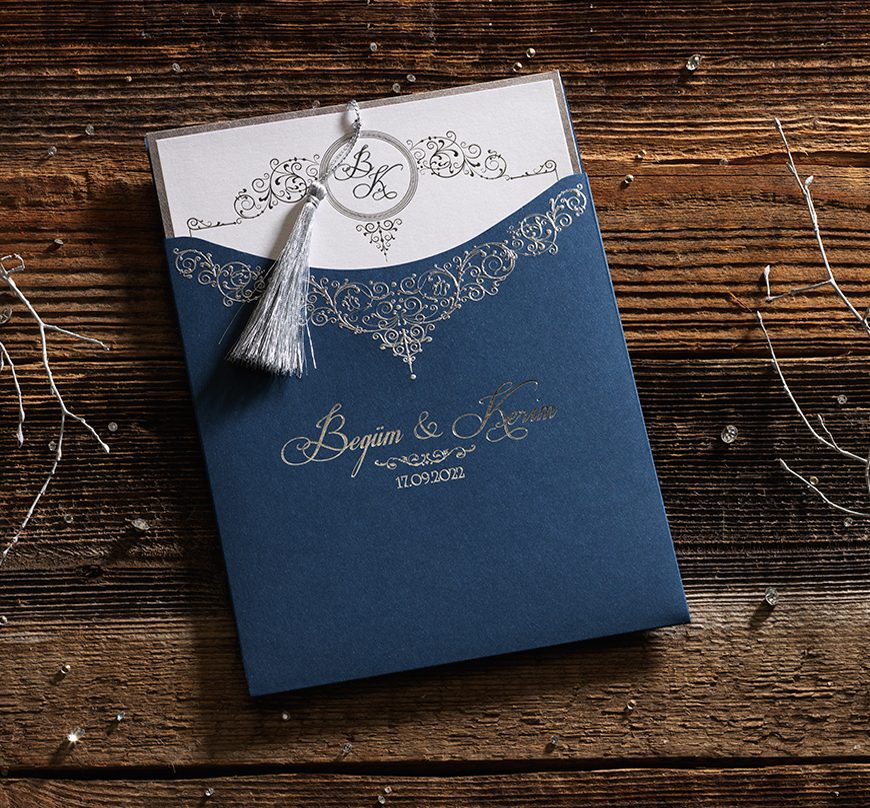 Faire part mariage et naissance bleu et argenté