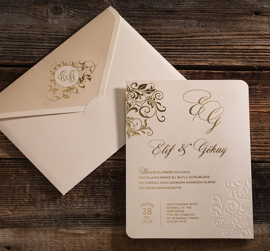 Faire part de luxe rose poudré avec enveloppe