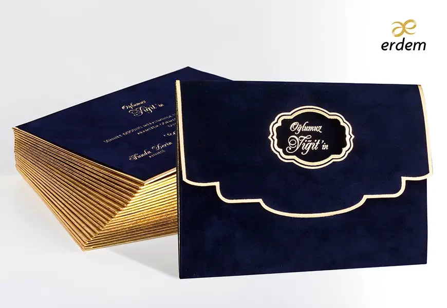 Faire part mariages ou baptêmes velours bleu