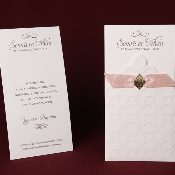 Faire part mariage ou baptême simple rose clair