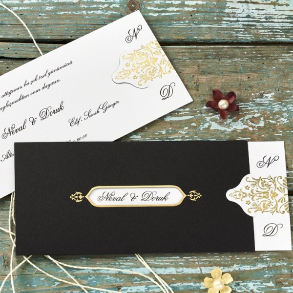 Faire part mariage noir et doré pas cher