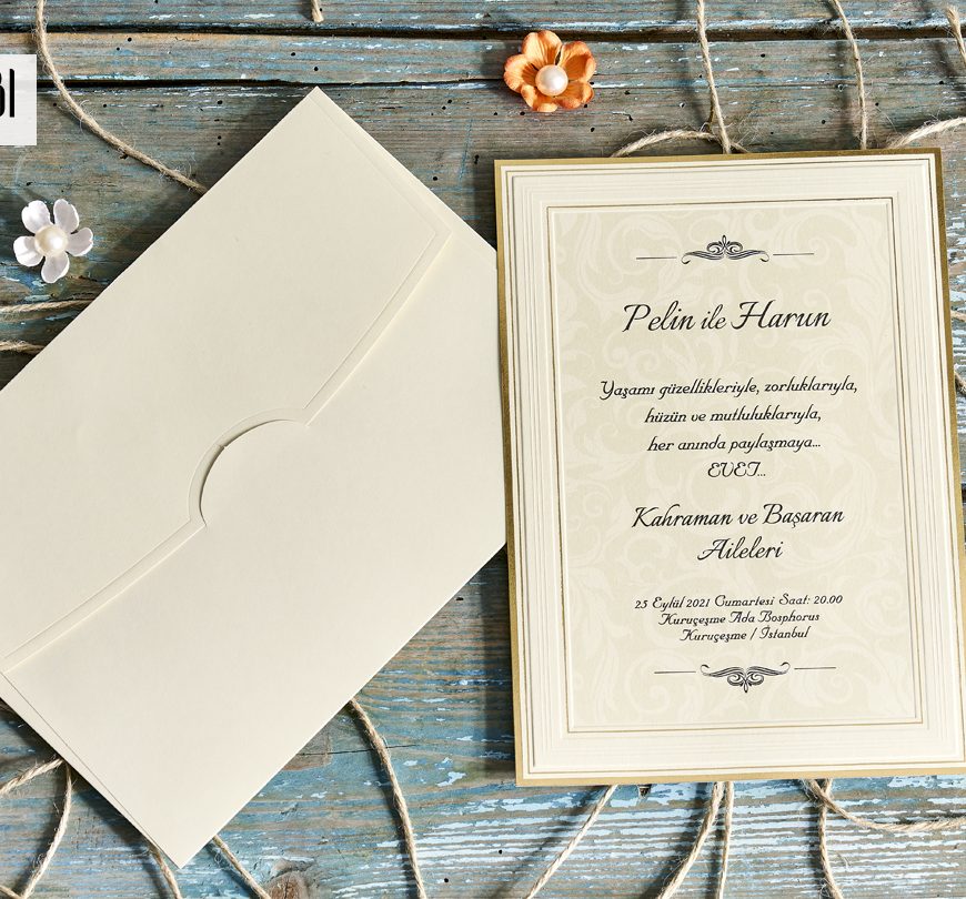 Faire part pas cher beige avec enveloppe