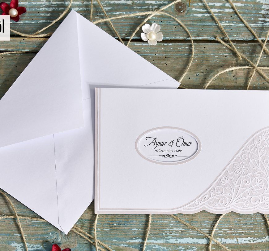 Faire part dépliant sobre avec enveloppe
