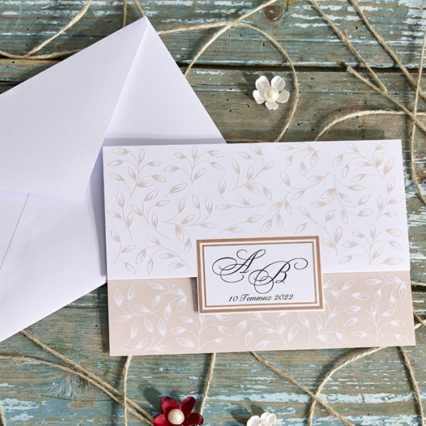 Faire part mariage dépliant rose avec enveloppe