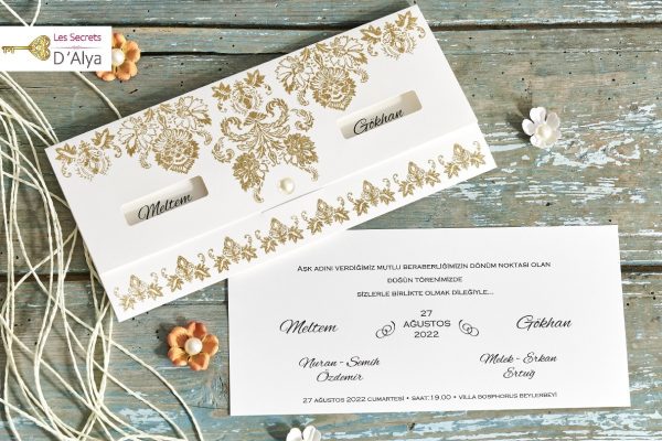 Faire part doré pas cher pailleté (en doré)