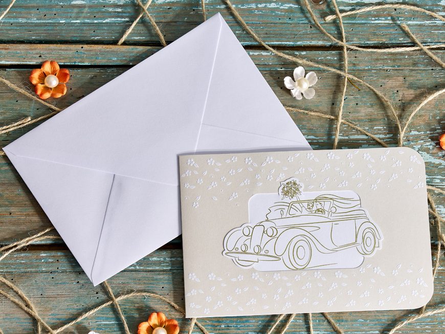 faire part mariage pas cher avec motif voiture simple