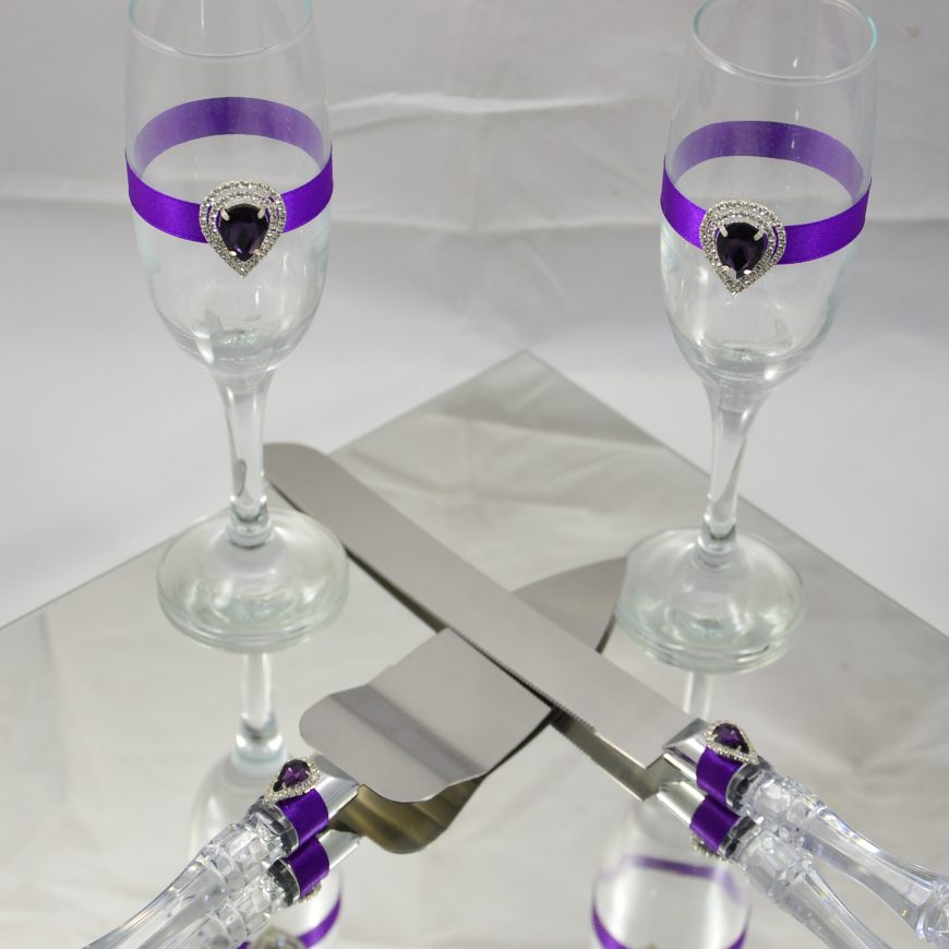 Lot verres-pelle/couteau