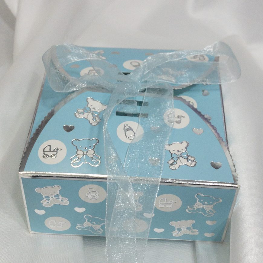 25 Boites à gâteaux bleu naissance