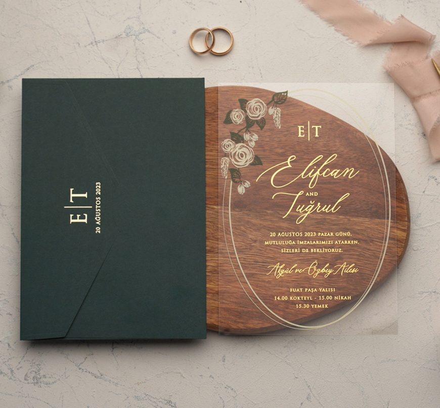 Faire part plexiglas vert foncé