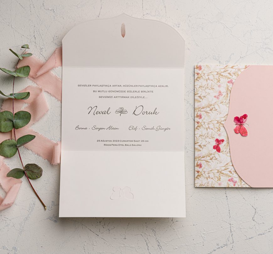 Faire part pas cher papillon rose