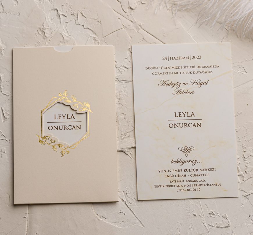 Faire part doré et beige pas cher