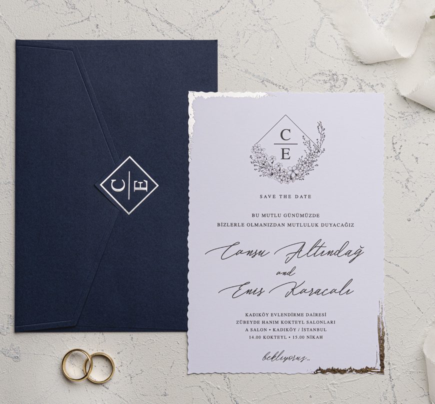 Faire part élégant bleu nuit et argenté