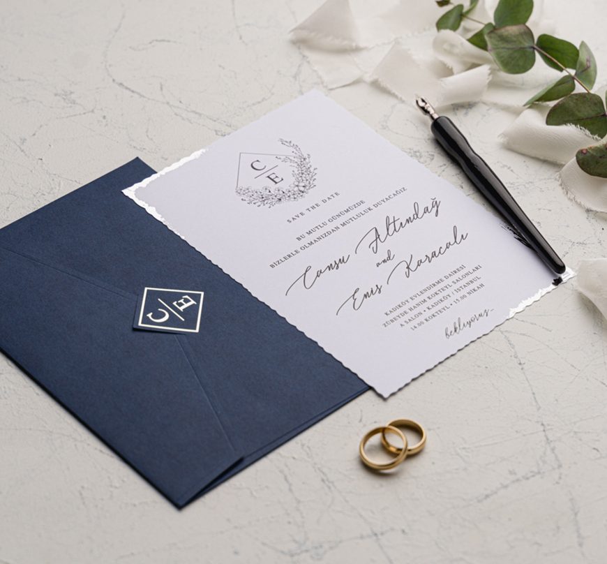 Faire part élégant bleu nuit et argenté