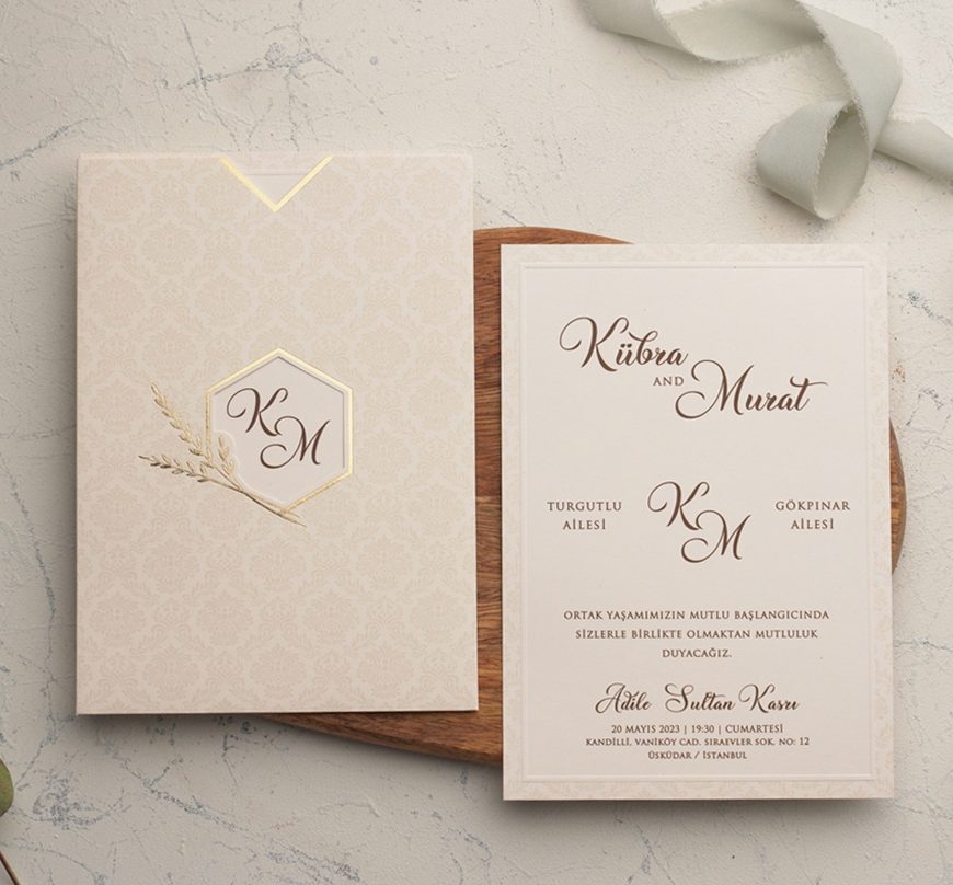 Faire part doré avec pochette