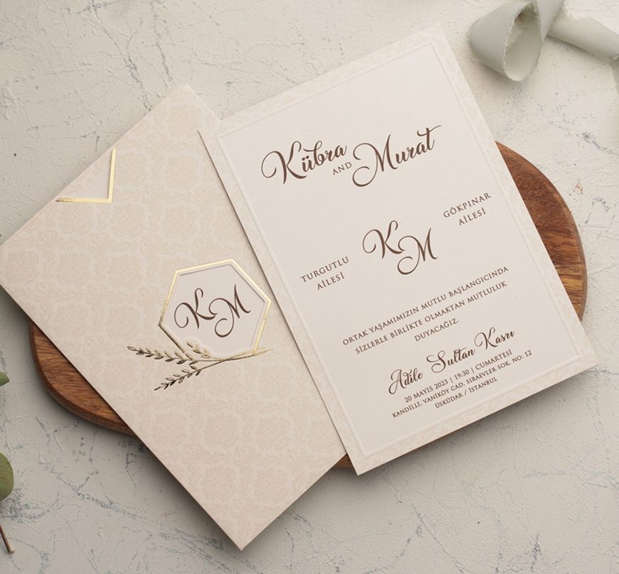 Faire part doré avec pochette