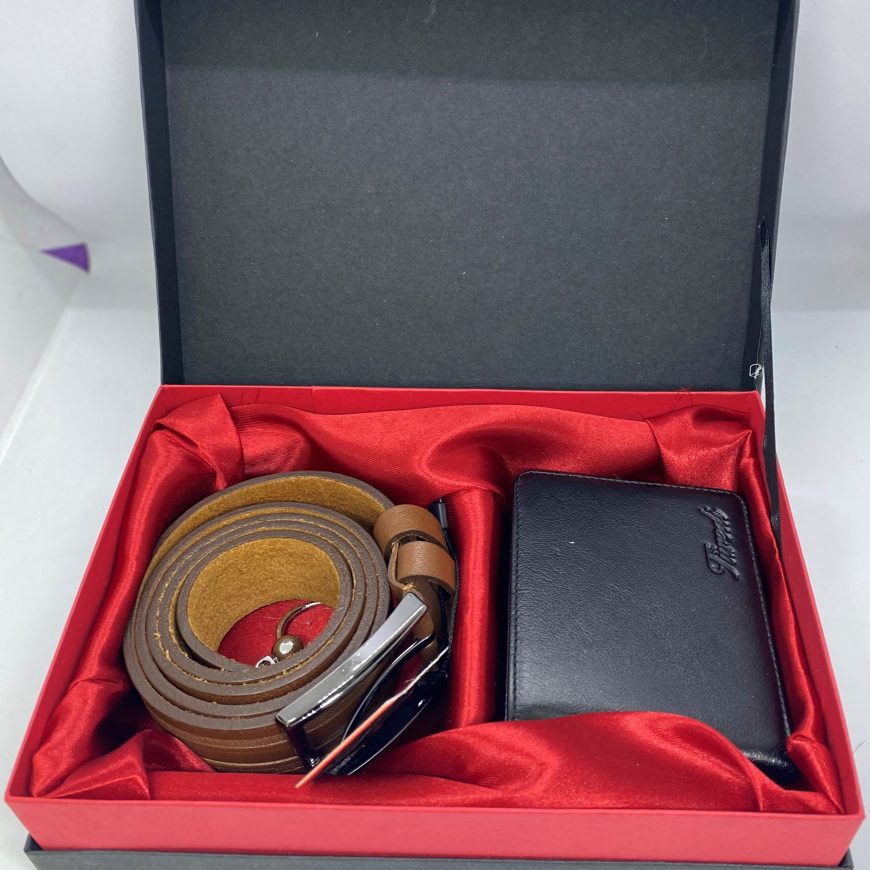 Coffret cadeau ceinture portefeuille cuir
