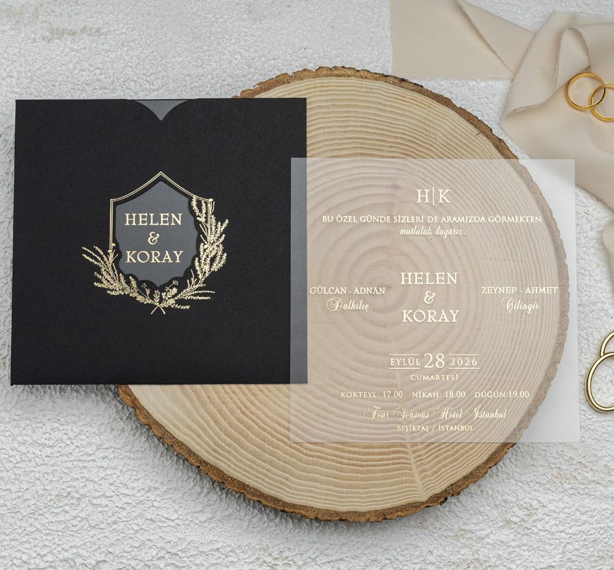 faire-part mariage plexiglas dorée noire