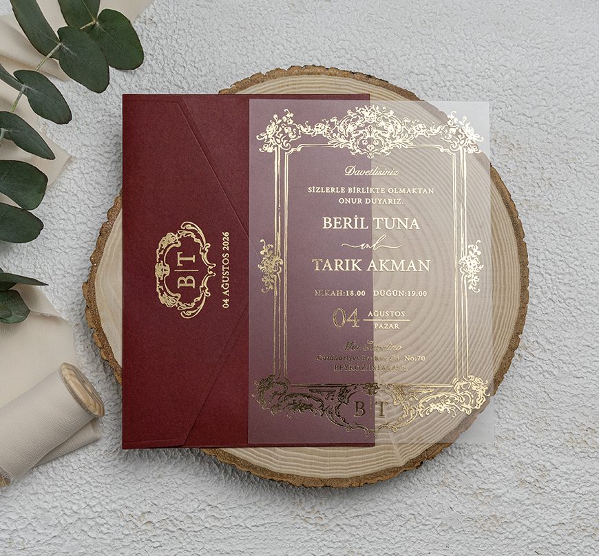 faire-part mariage plexiglas rouge Bordeau