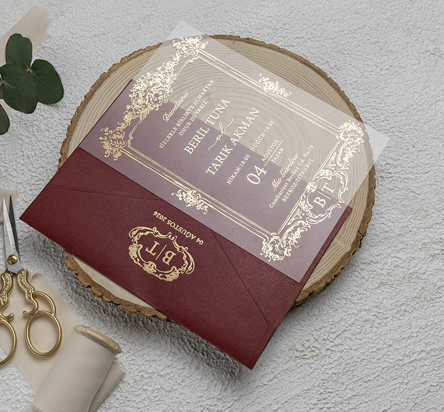 faire-part mariage plexiglas rouge Bordeau